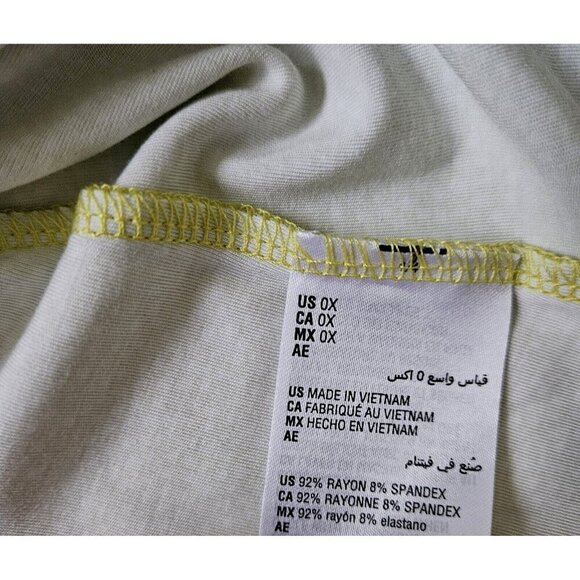 Alfani Top Women's Plus Size 0X US12 Neon Green Mayan Circle Asymmetrical Boho - Picture 5 of 13